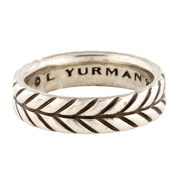 DAVID YURMAN STERLING SILVER  CHEVRON BAND RING - Picture 1 of 7